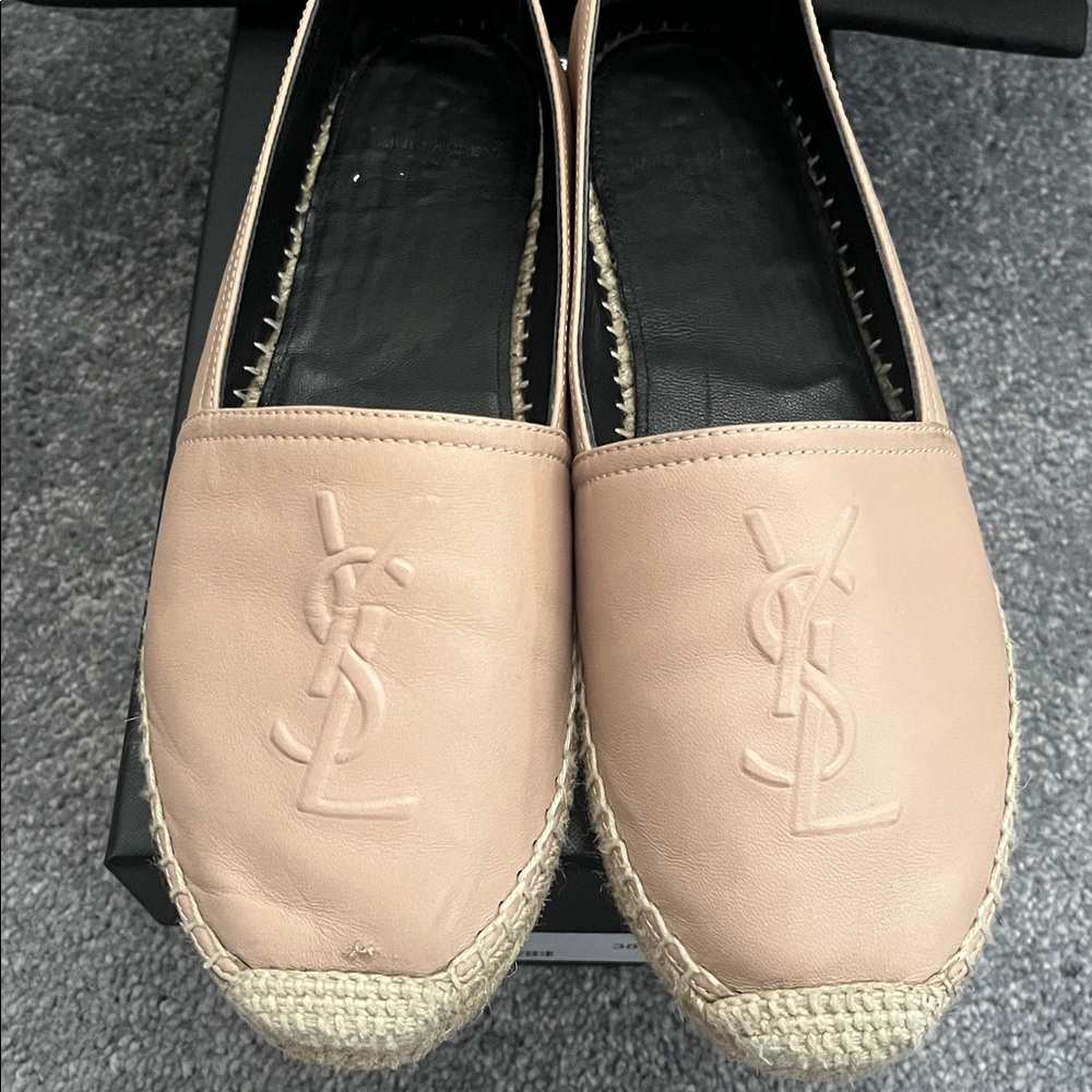 Saint Laurent YSL monogram Espadrilles Nappa color Nude 38 size 8 - Picture 2 of 9